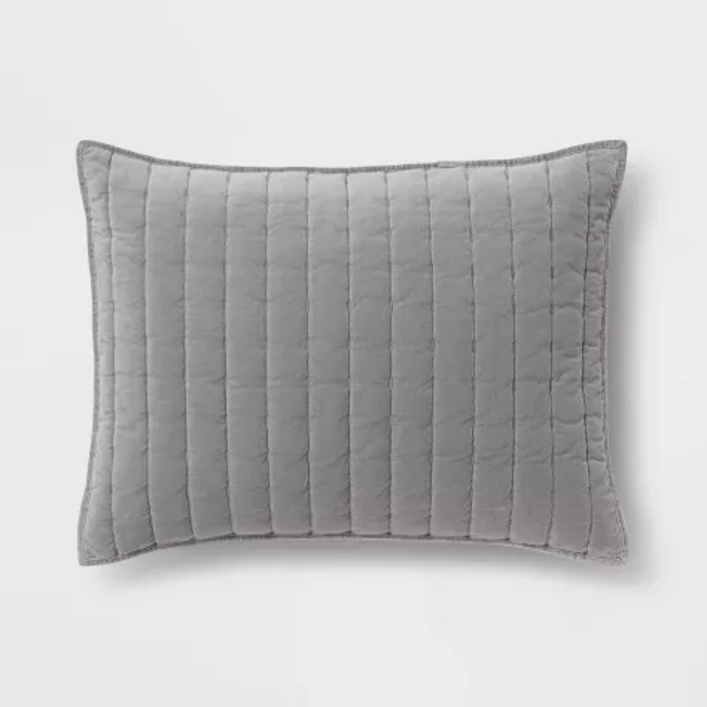 Threshold Velvet Grey King Sham nwot